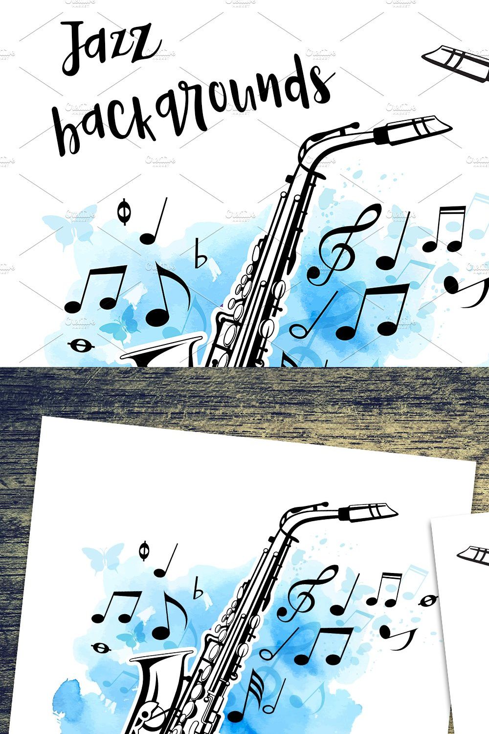 Jazz Music Backgrounds pinterest preview image.