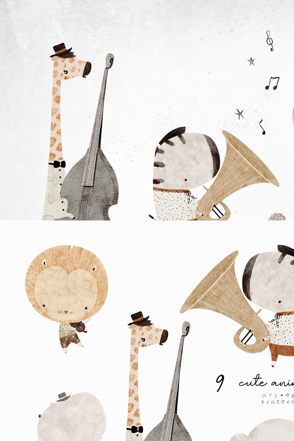 JUNGLE JAZZ watercolour set pinterest preview image.