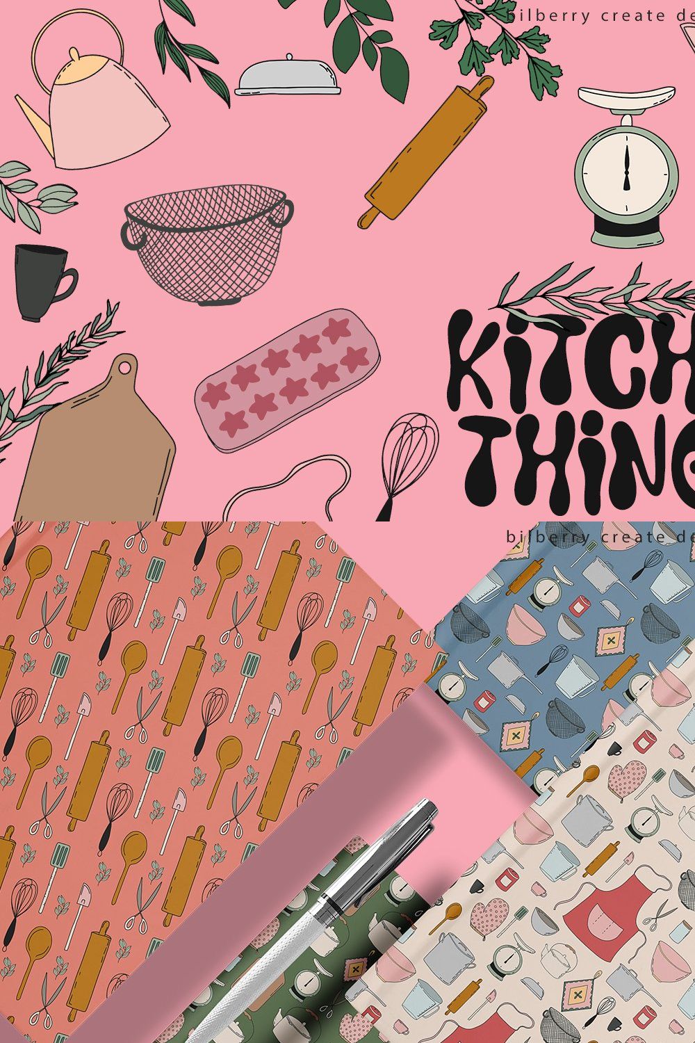 Kitchen things art set pinterest preview image.