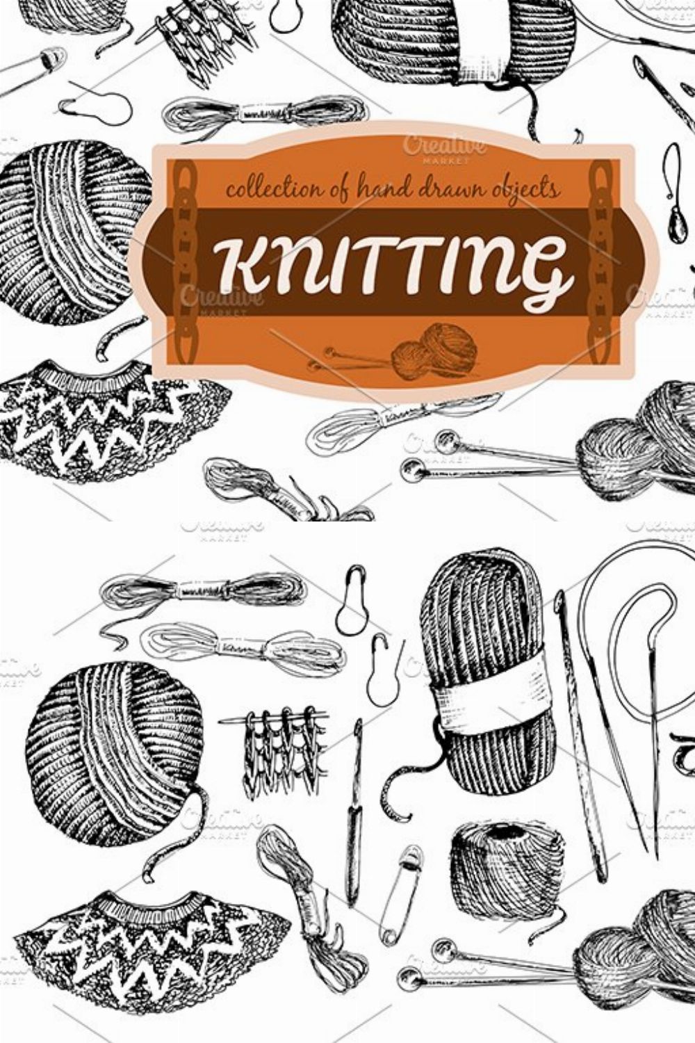 Knitting tools and accessories pinterest preview image.
