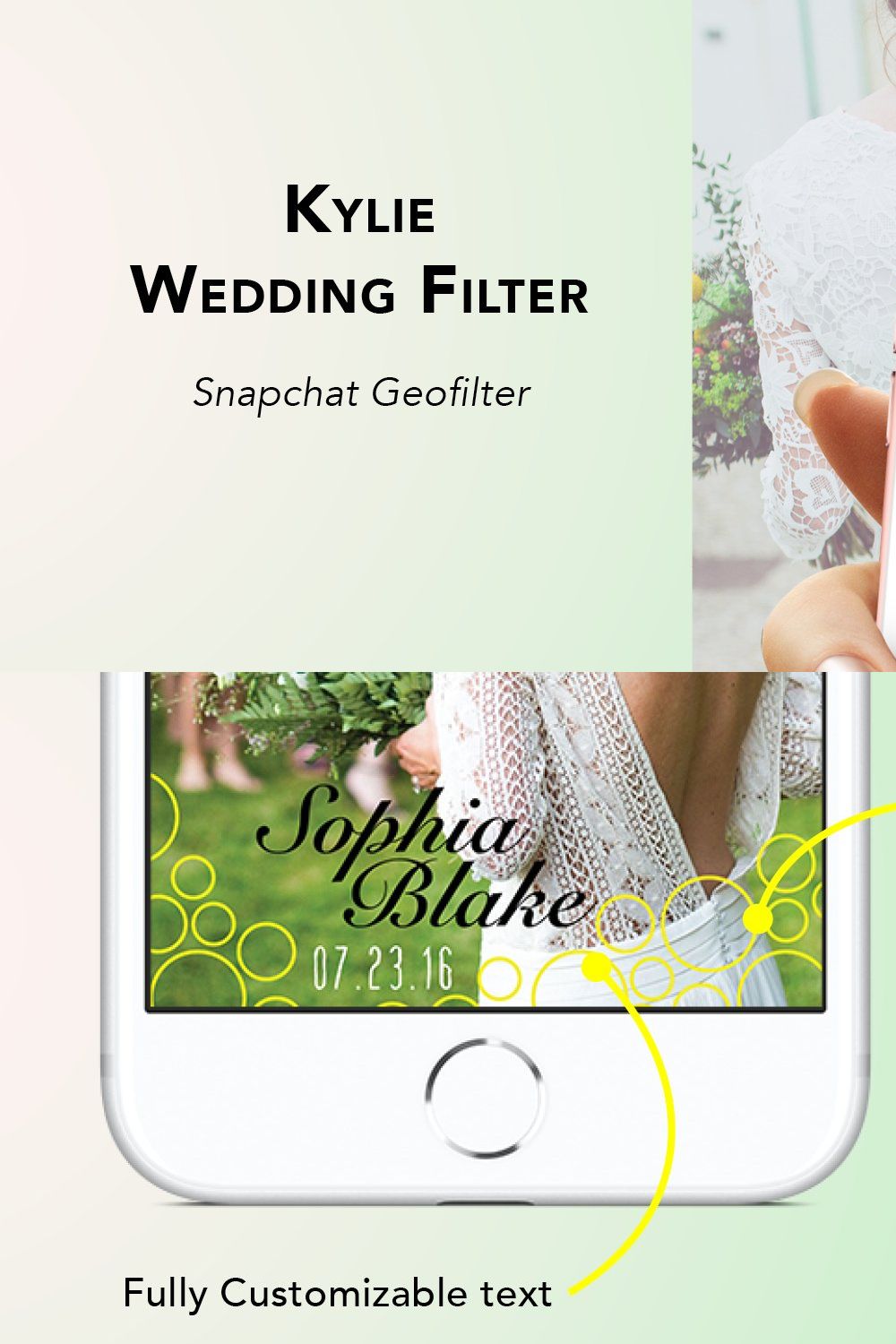 Kylie Wedding Geofilter pinterest preview image.