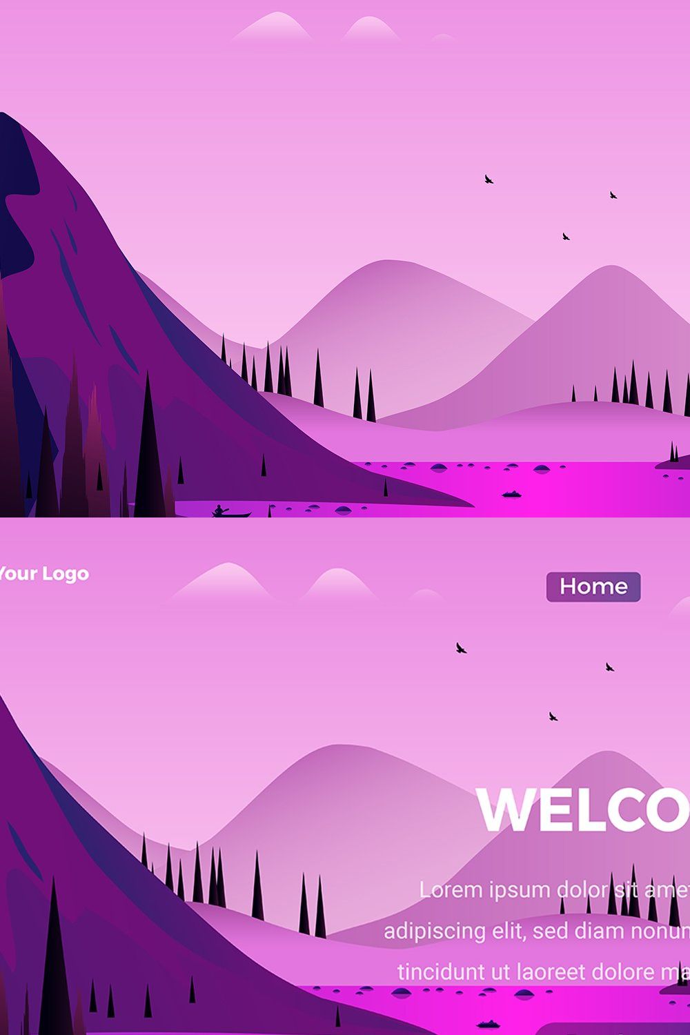 Landscape Vector Illustration pinterest preview image.