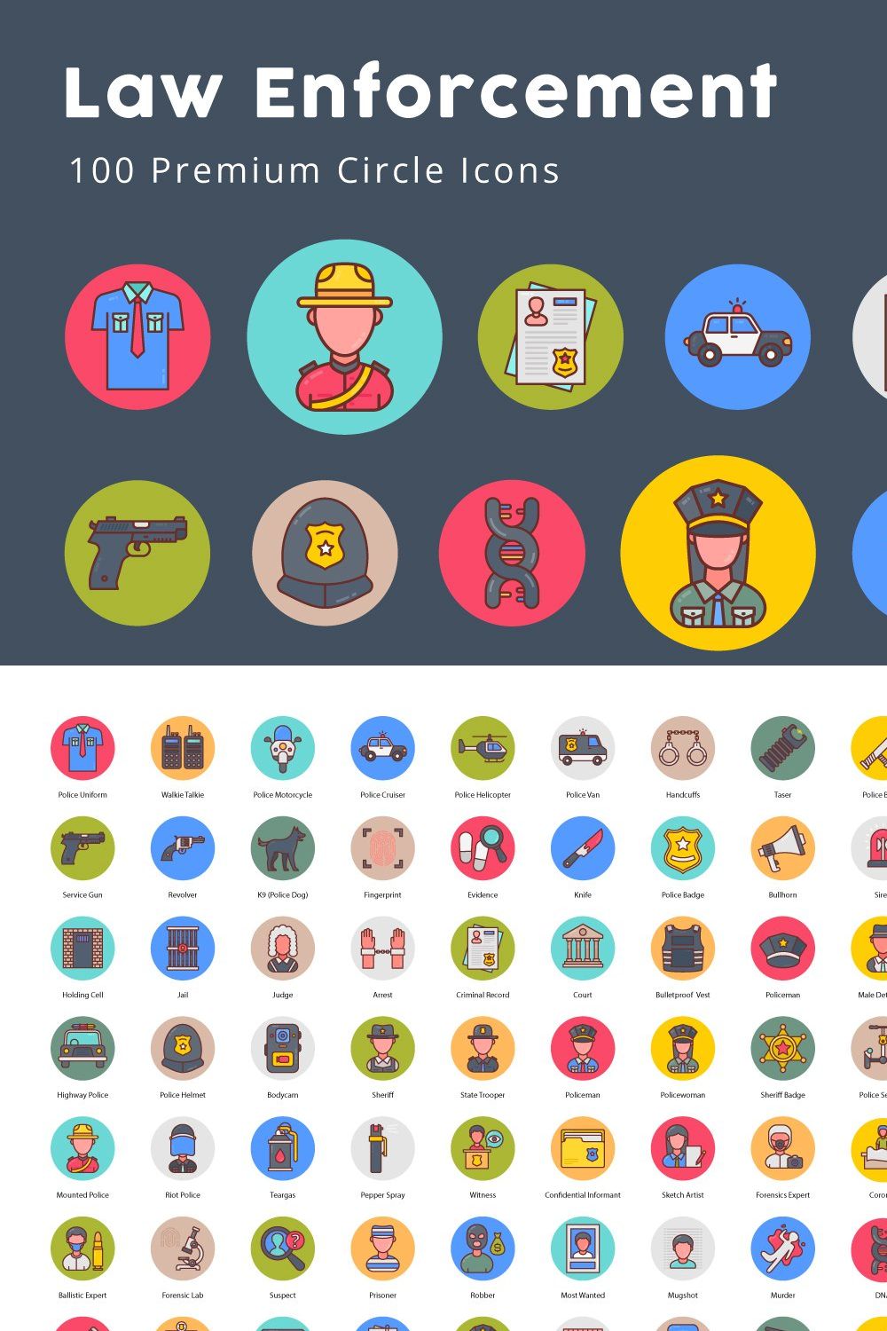 Law Enforcement Unique Circle Icons pinterest preview image.