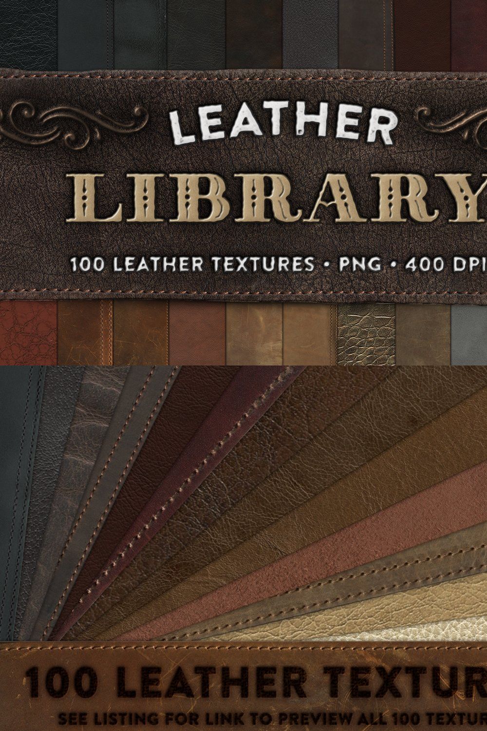 Leather Library - 100 Textures pinterest preview image.