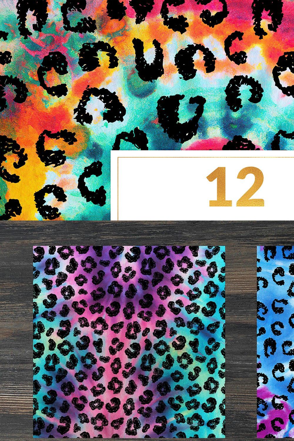 Leopard tie dye digital paper pinterest preview image.