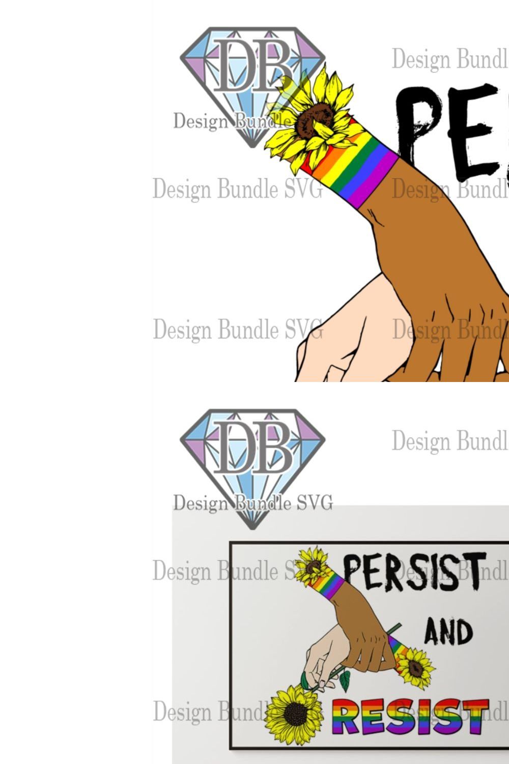 LGBT Pride Persist and Resist Svg pinterest preview image.