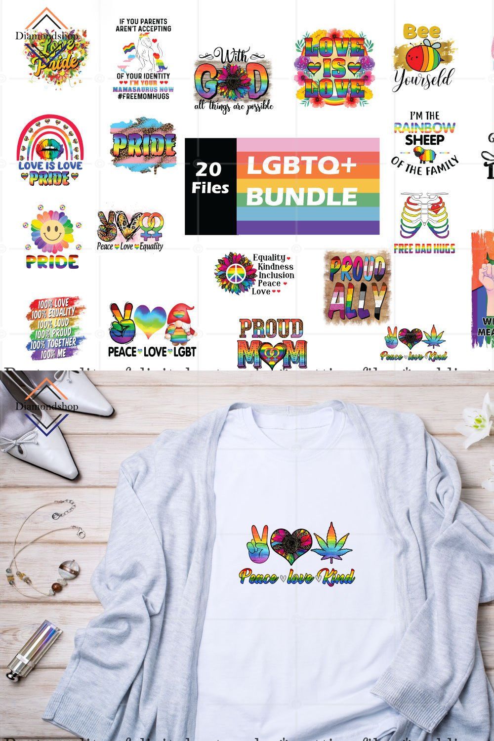 LGBTQ+ Sublimation Bundle Design pinterest preview image.
