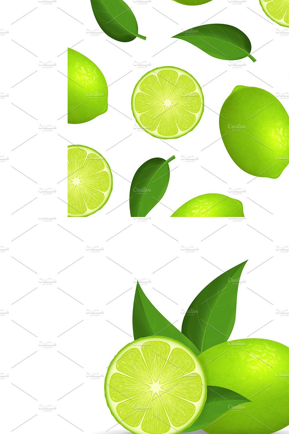 Lime and Slice Seamless Pattern pinterest preview image.
