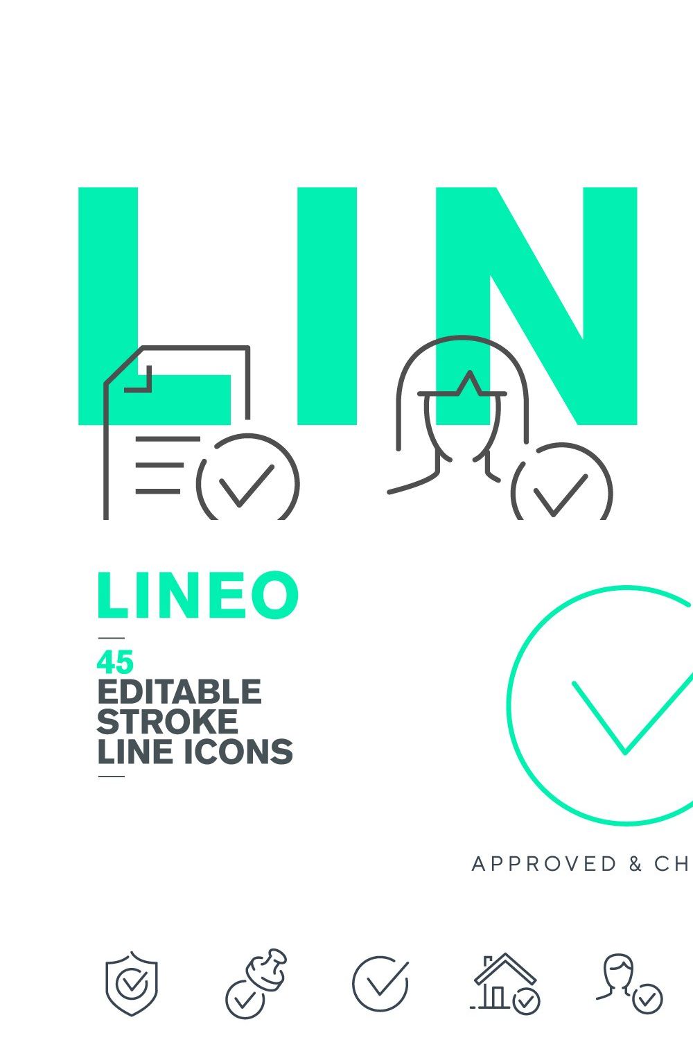 LINEO - 45 APPROVE ICONS pinterest preview image.