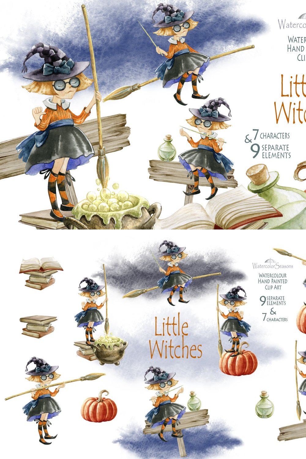 Little Witches, cute kids characters pinterest preview image.