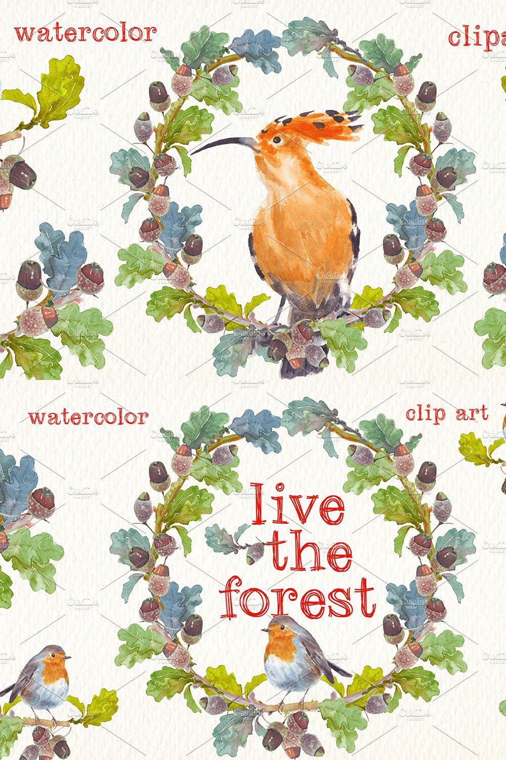 live the forest watercolor clipart pinterest preview image.
