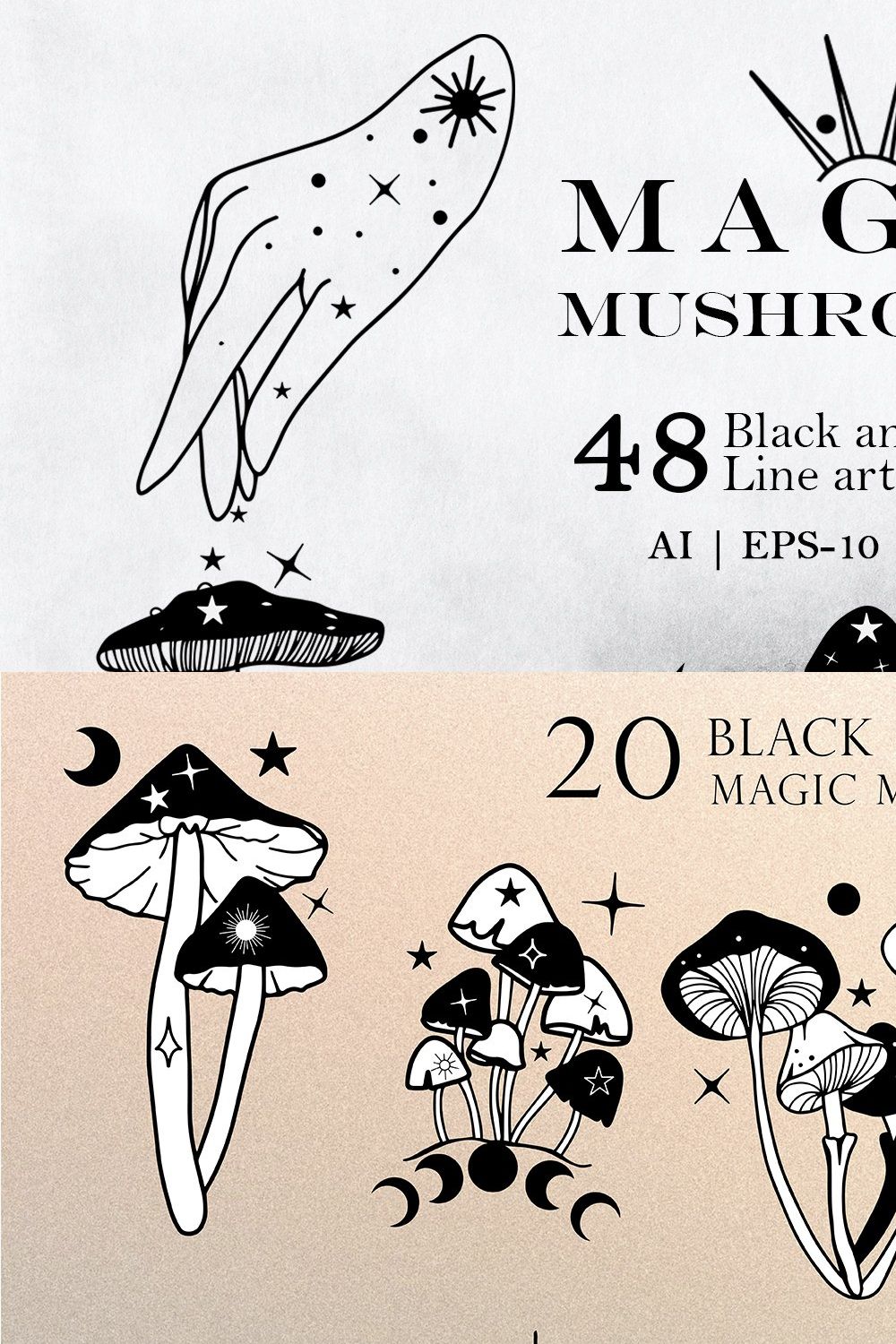 Magic mushrooms line art clipart pinterest preview image.