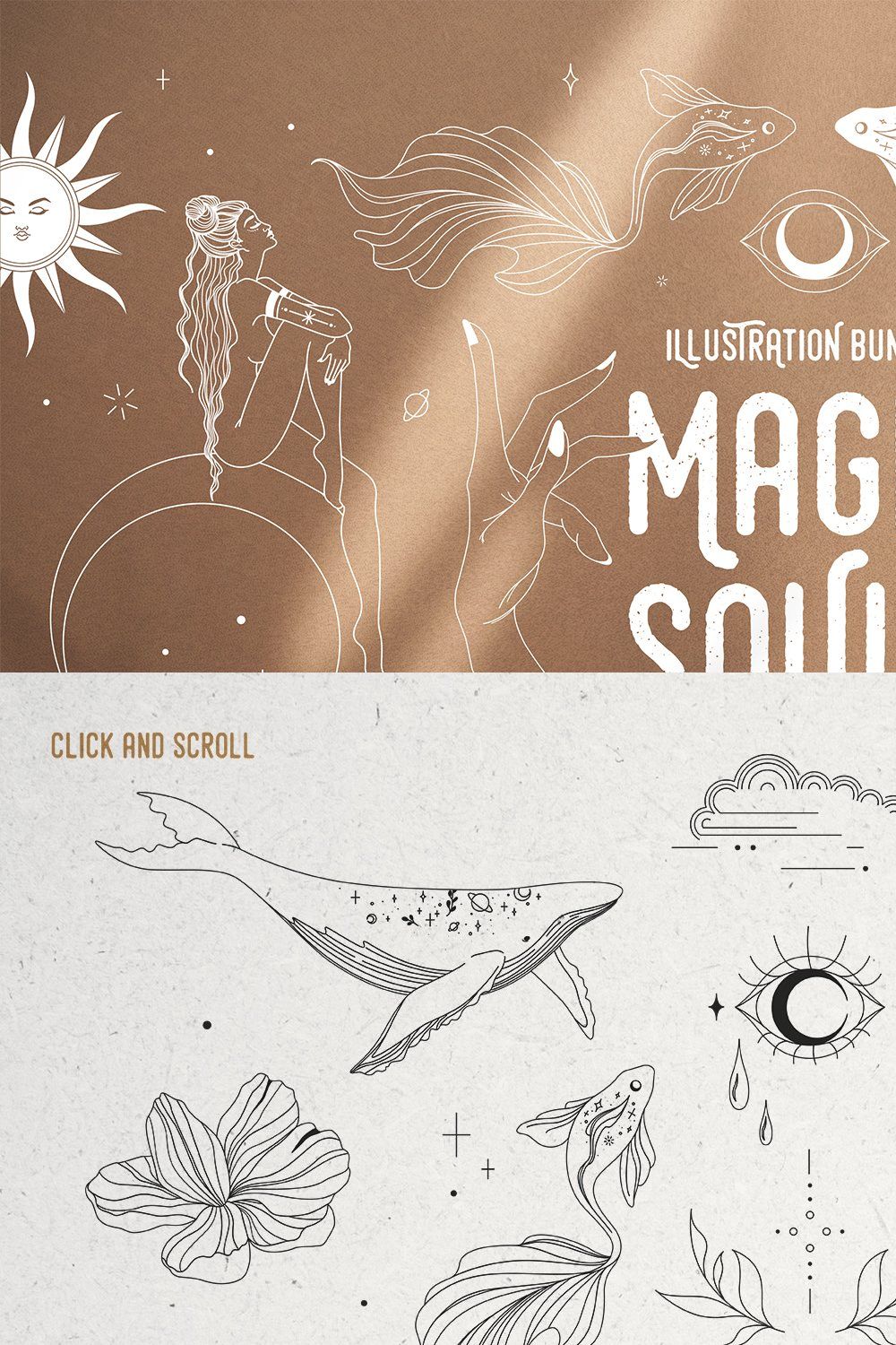 Magic Souls Vector+PNG Illustrations pinterest preview image.