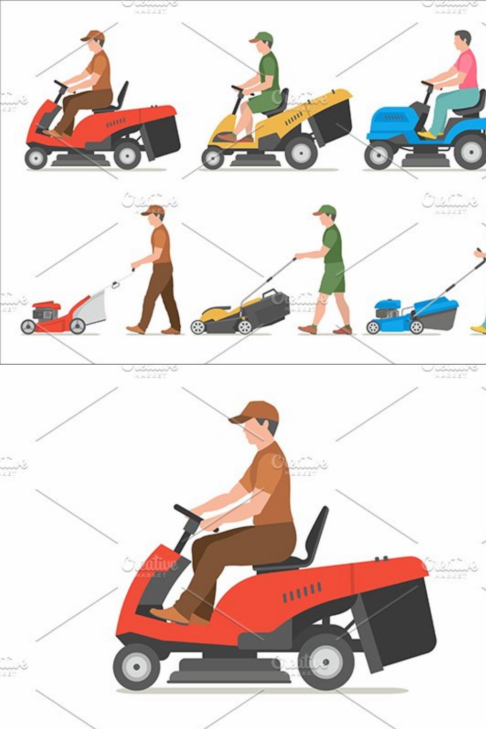 Man Mowing Lawn pinterest preview image.