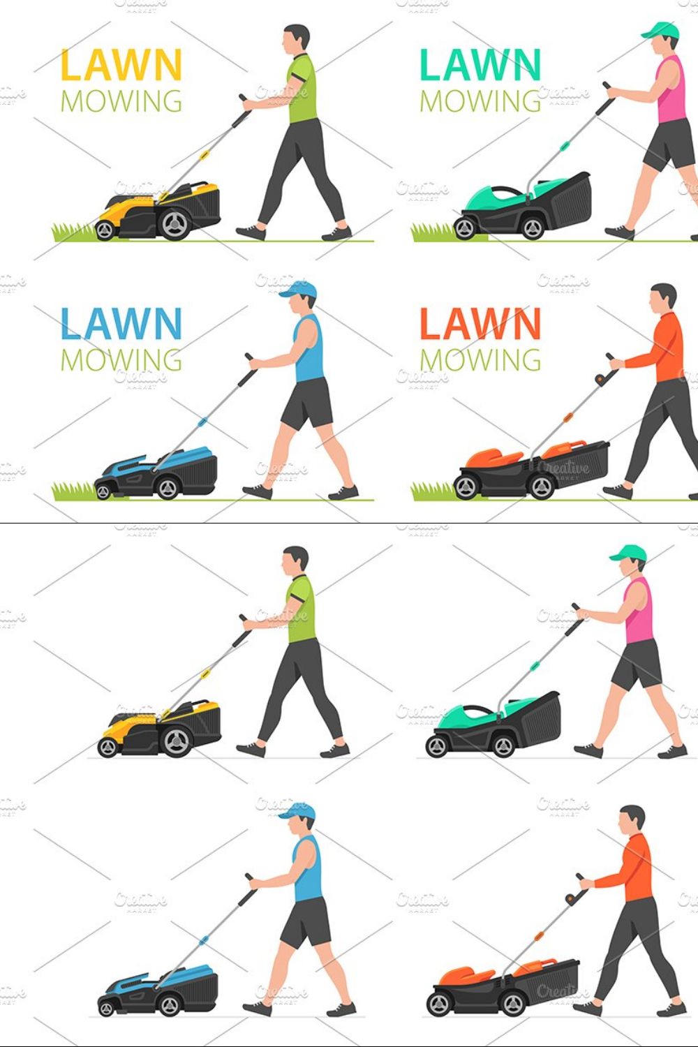 Man Mowing Lawn pinterest preview image.