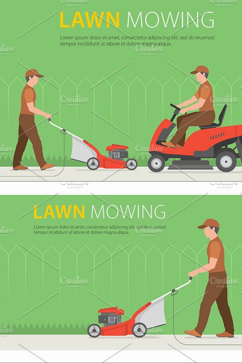 Man on tractor lawnmower pinterest preview image.