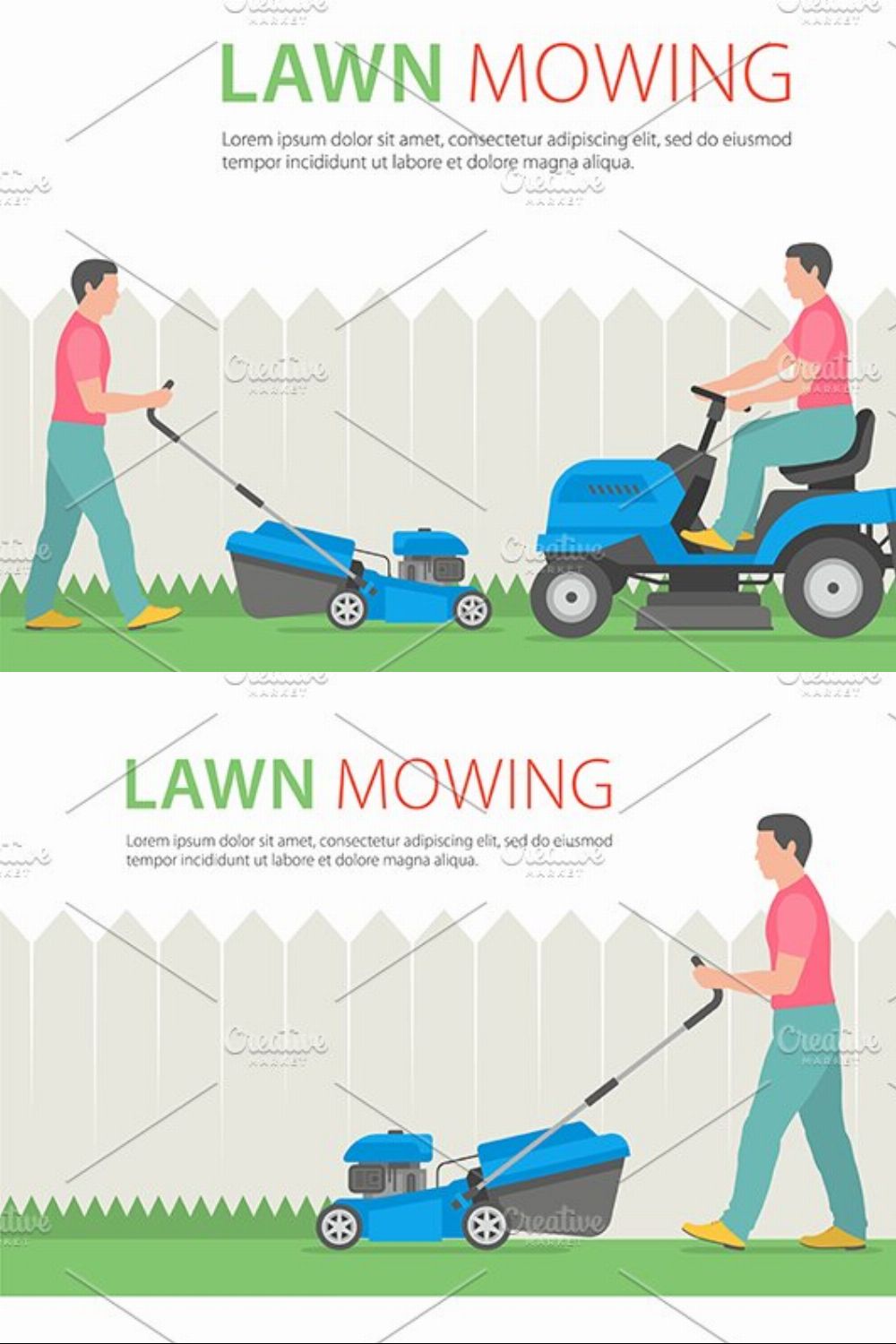 Man on tractor lawnmower pinterest preview image.