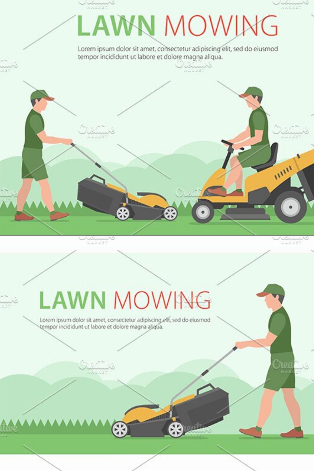 Man on tractor lawnmower pinterest preview image.