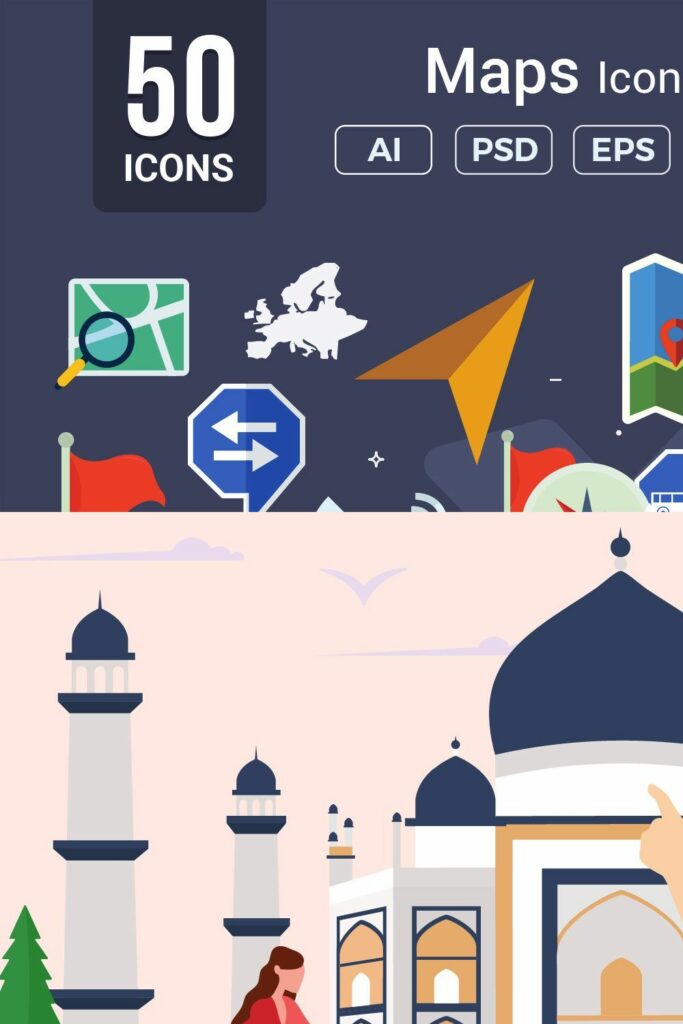 Maps / Navigation Vector Icons V2 – MasterBundles