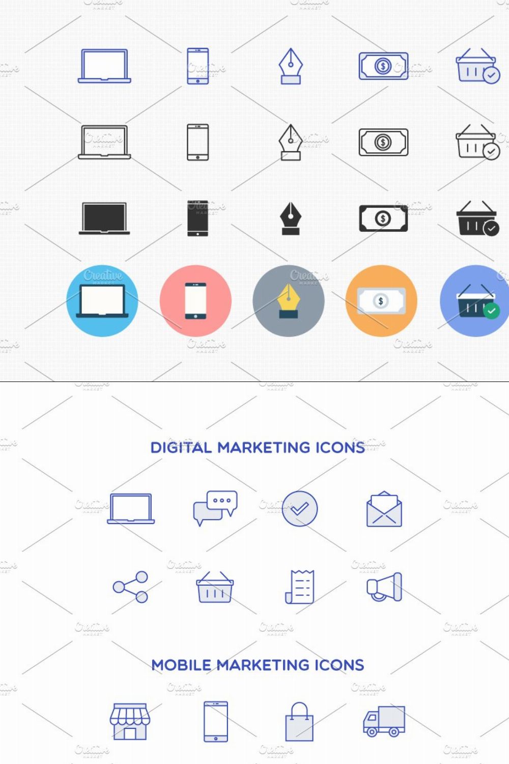 Marketing Icons pinterest preview image.