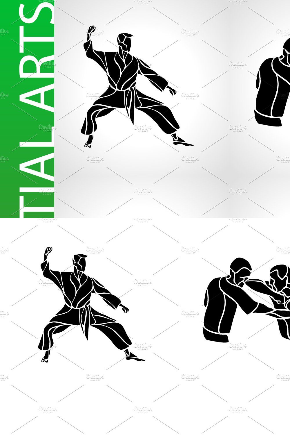 Martial Arts Karate MMA Silhouettes pinterest preview image.
