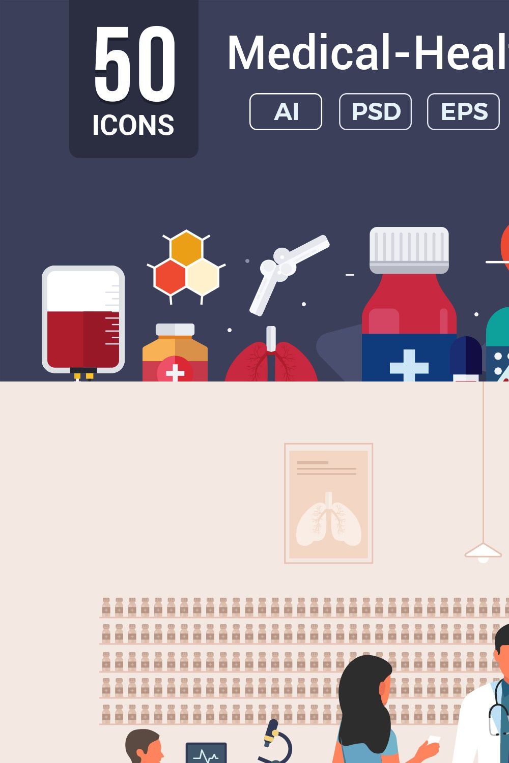 Medical / Health Vector Icons V2 pinterest preview image.