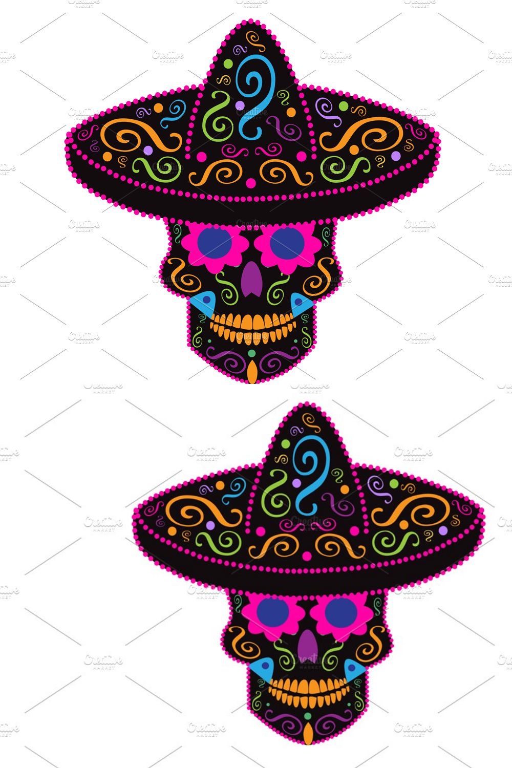 Mexican skull icon with sombrero pinterest preview image.