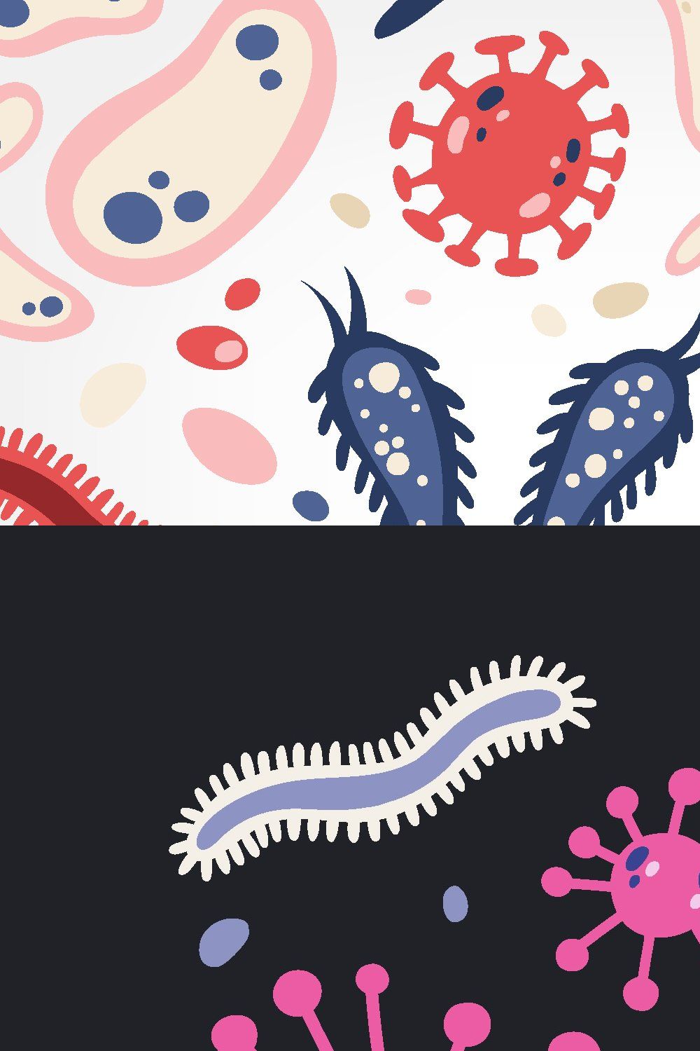 Microbes set and seamless pinterest preview image.