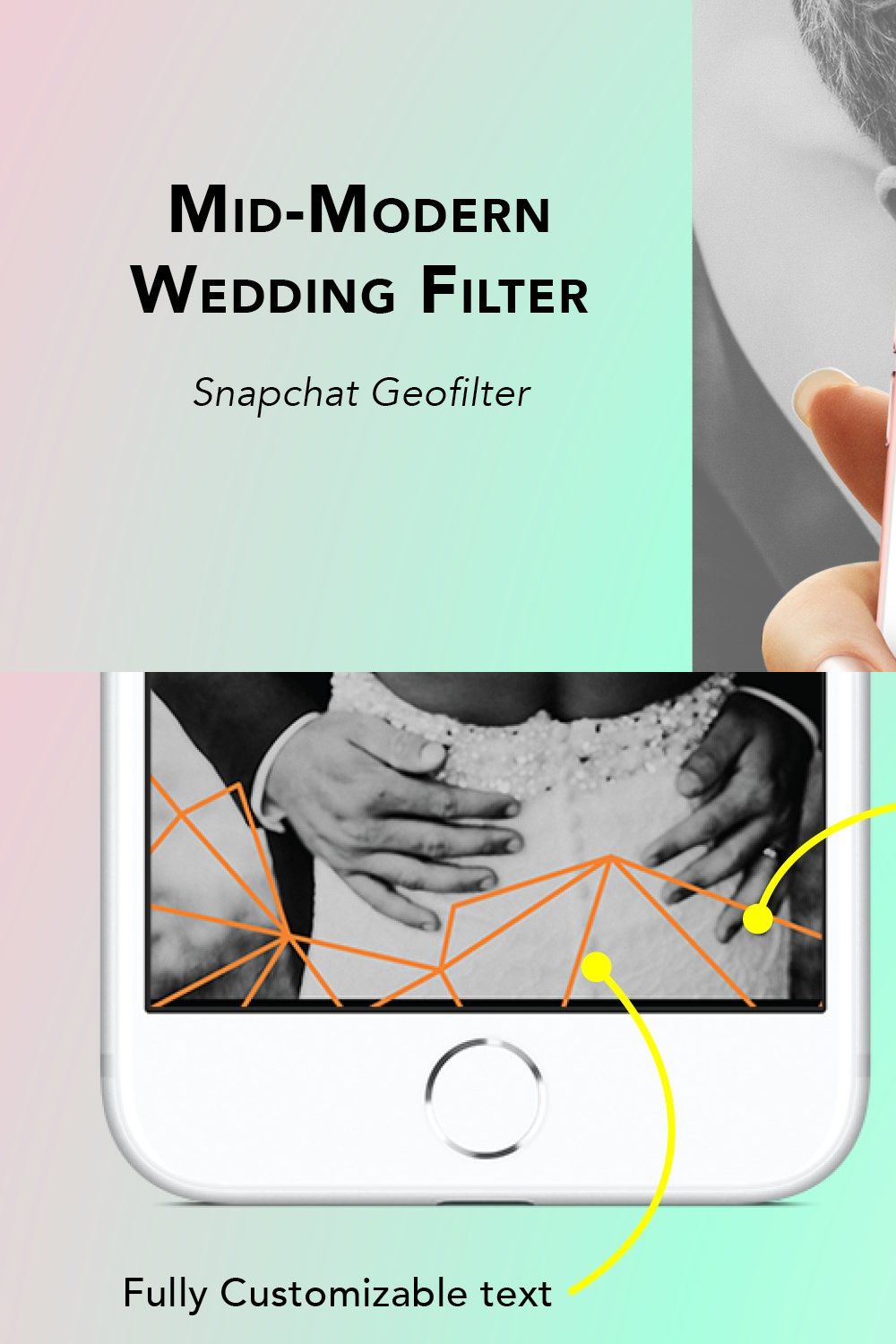 Mid-Modern Wedding Geofilter pinterest preview image.