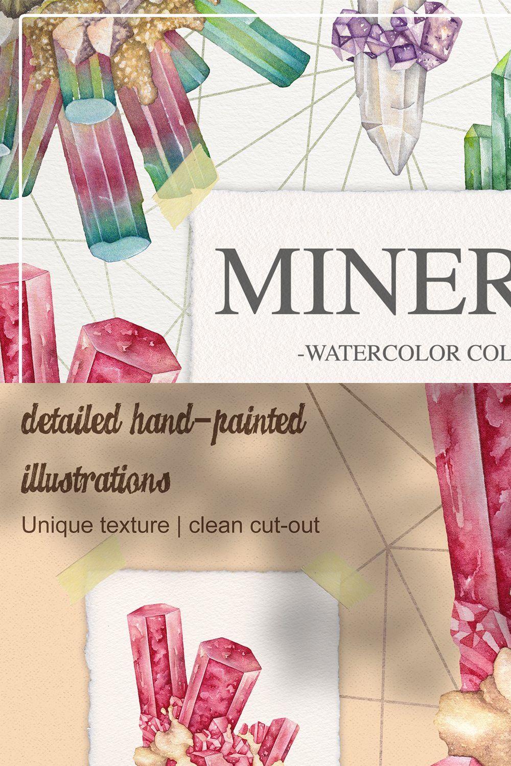 Minerals Watercolor pinterest preview image.