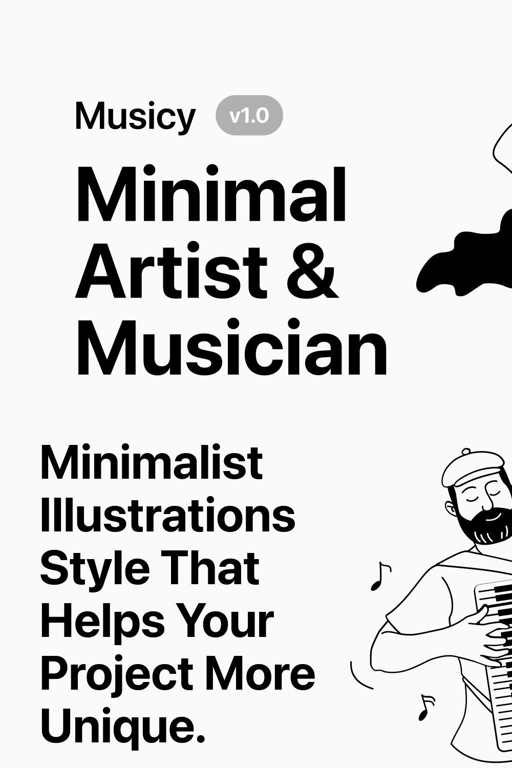 Minimalist Musician Illustrations pinterest preview image.
