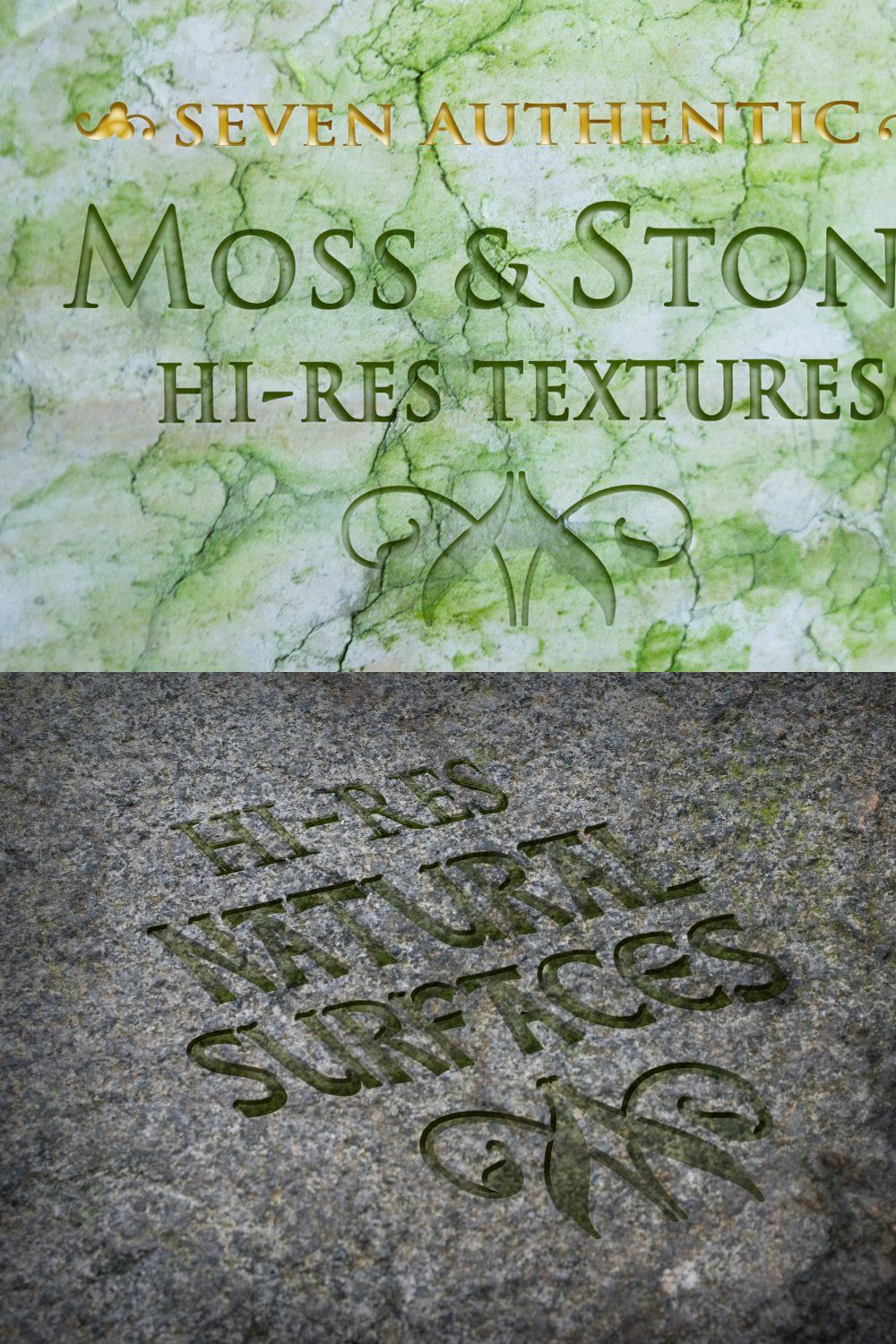 Moss and Stone textures pinterest preview image.