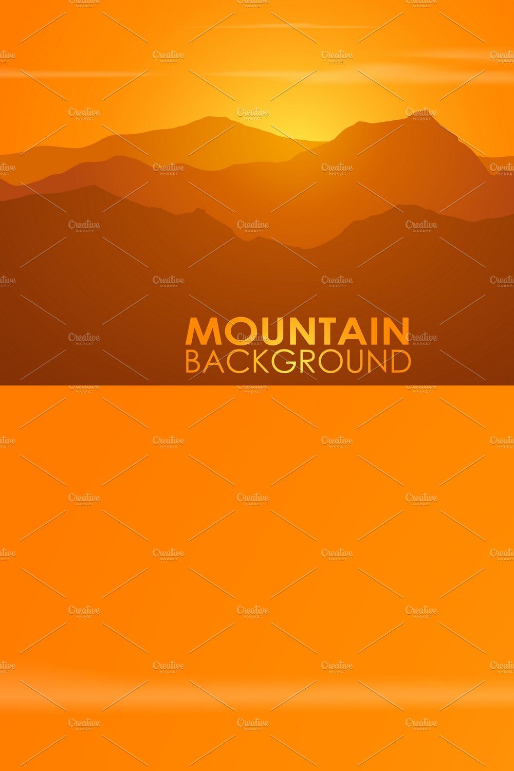 Mountain range over sunset. Vector. pinterest preview image.