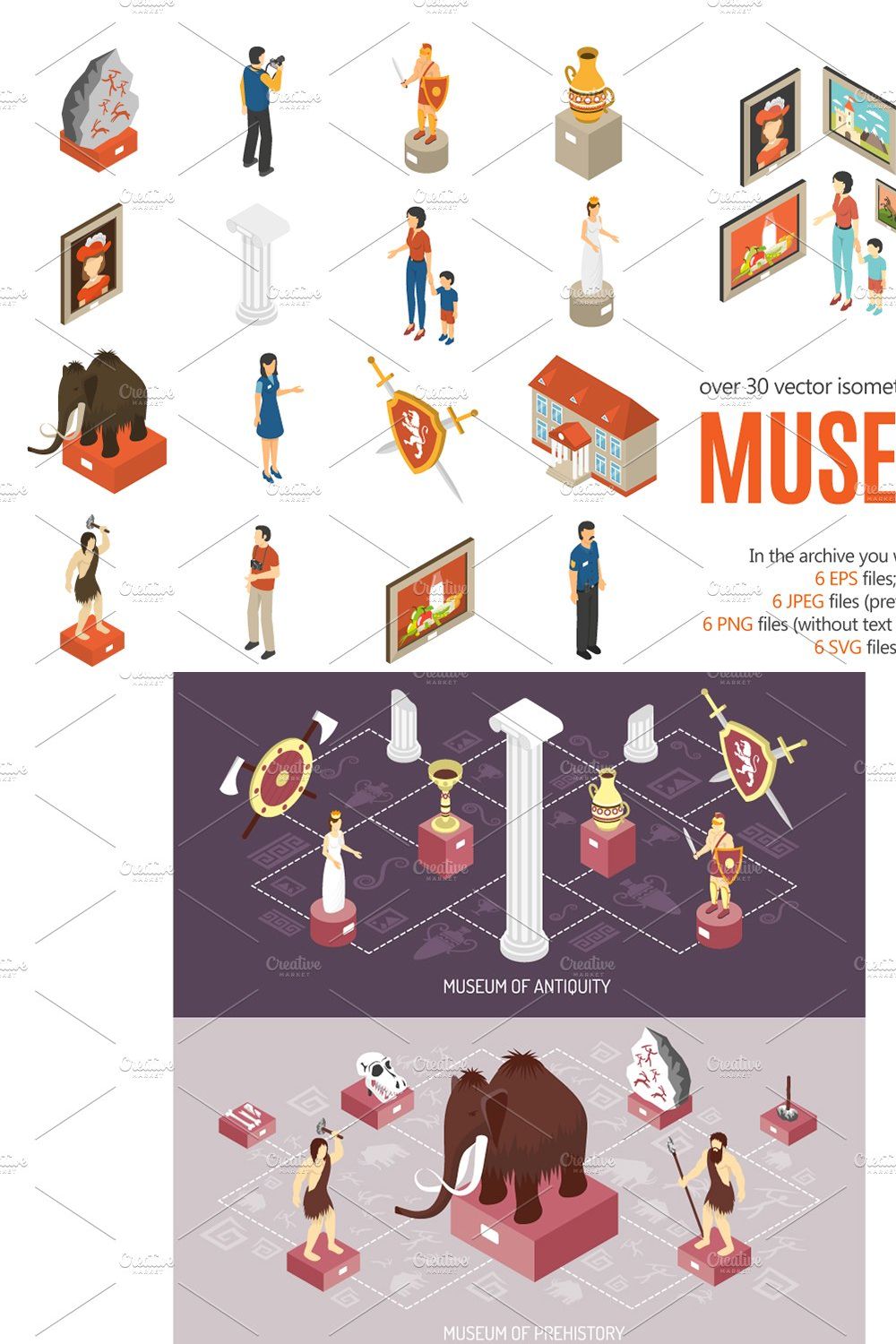 Museum Isometric Set pinterest preview image.
