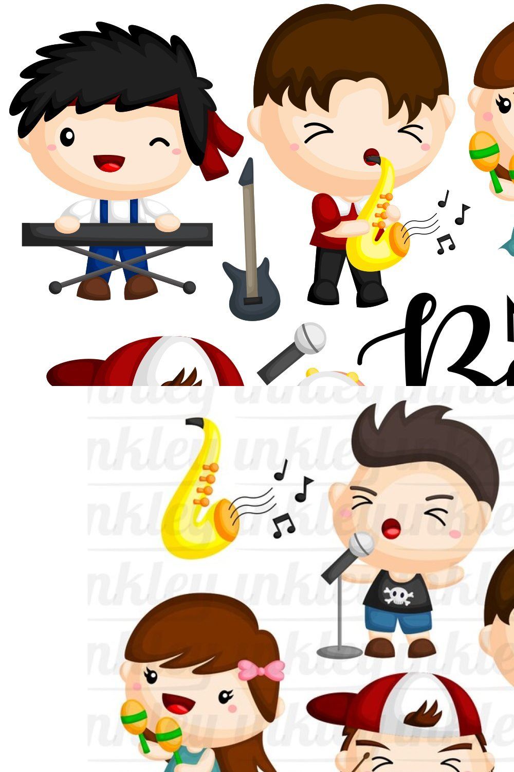 Music Band Clipart - Band Player pinterest preview image.