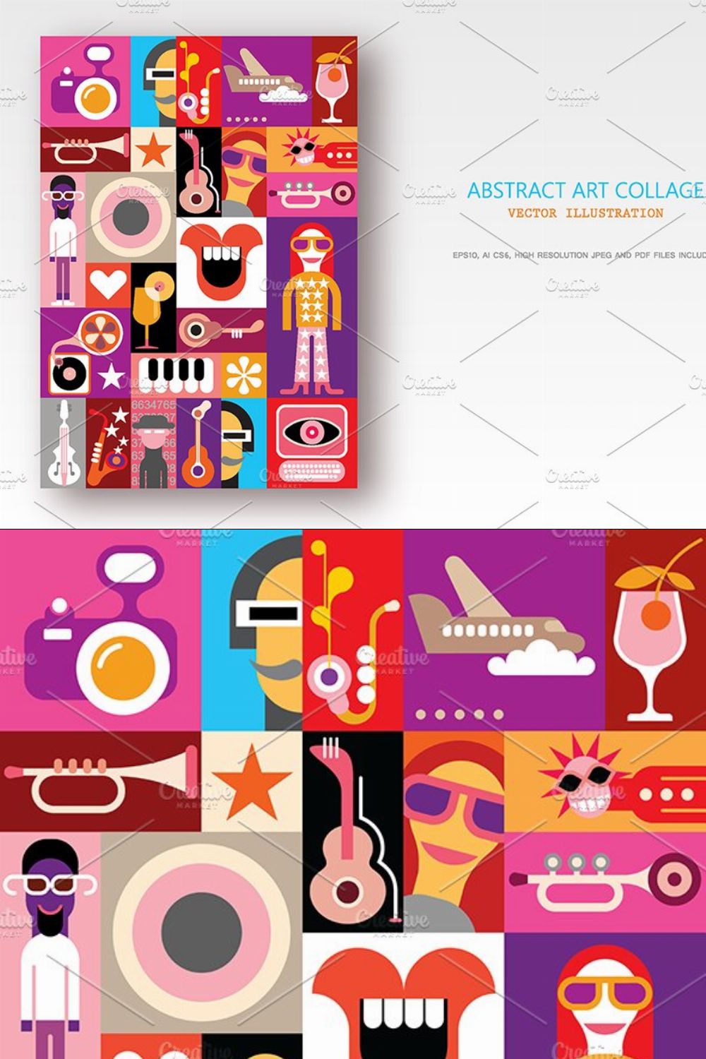 Music Festival Pop Art Collage pinterest preview image.