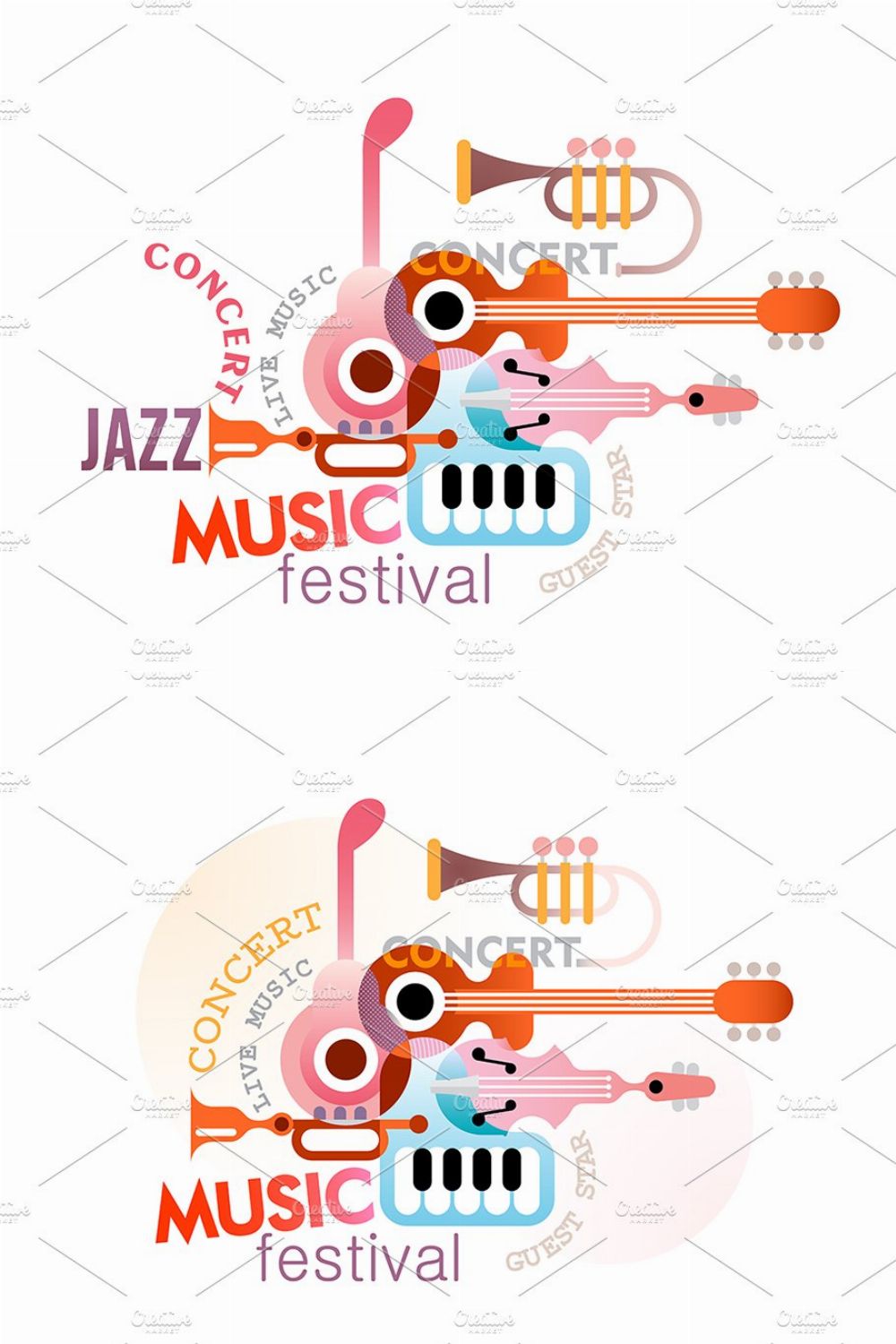 Music Festival Vector Poster Design pinterest preview image.