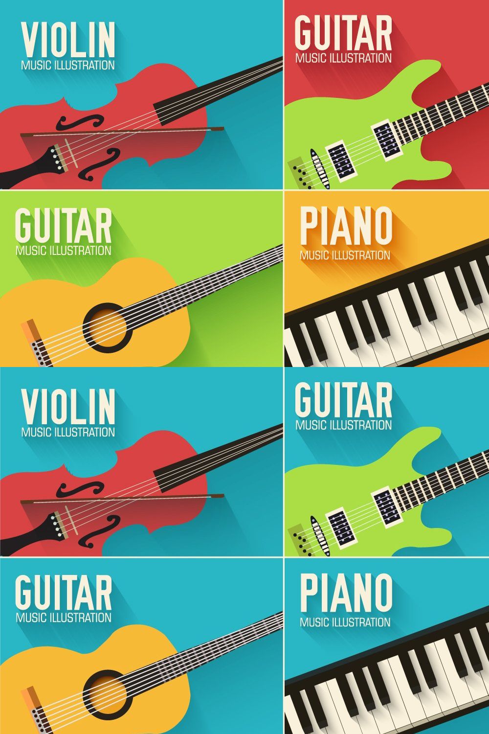 Music flat instruments illustrations pinterest preview image.