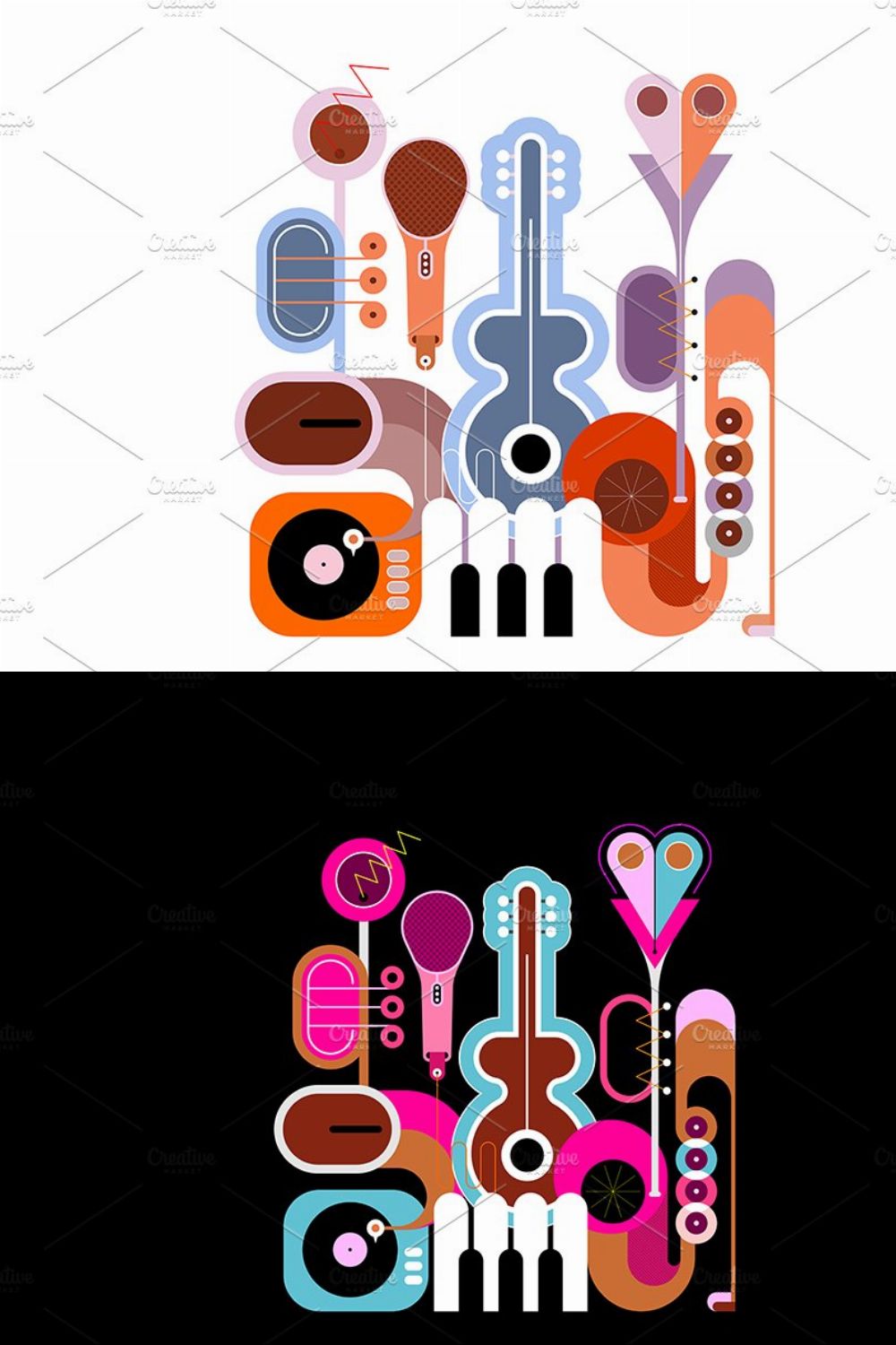 Music Instruments vector design pinterest preview image.