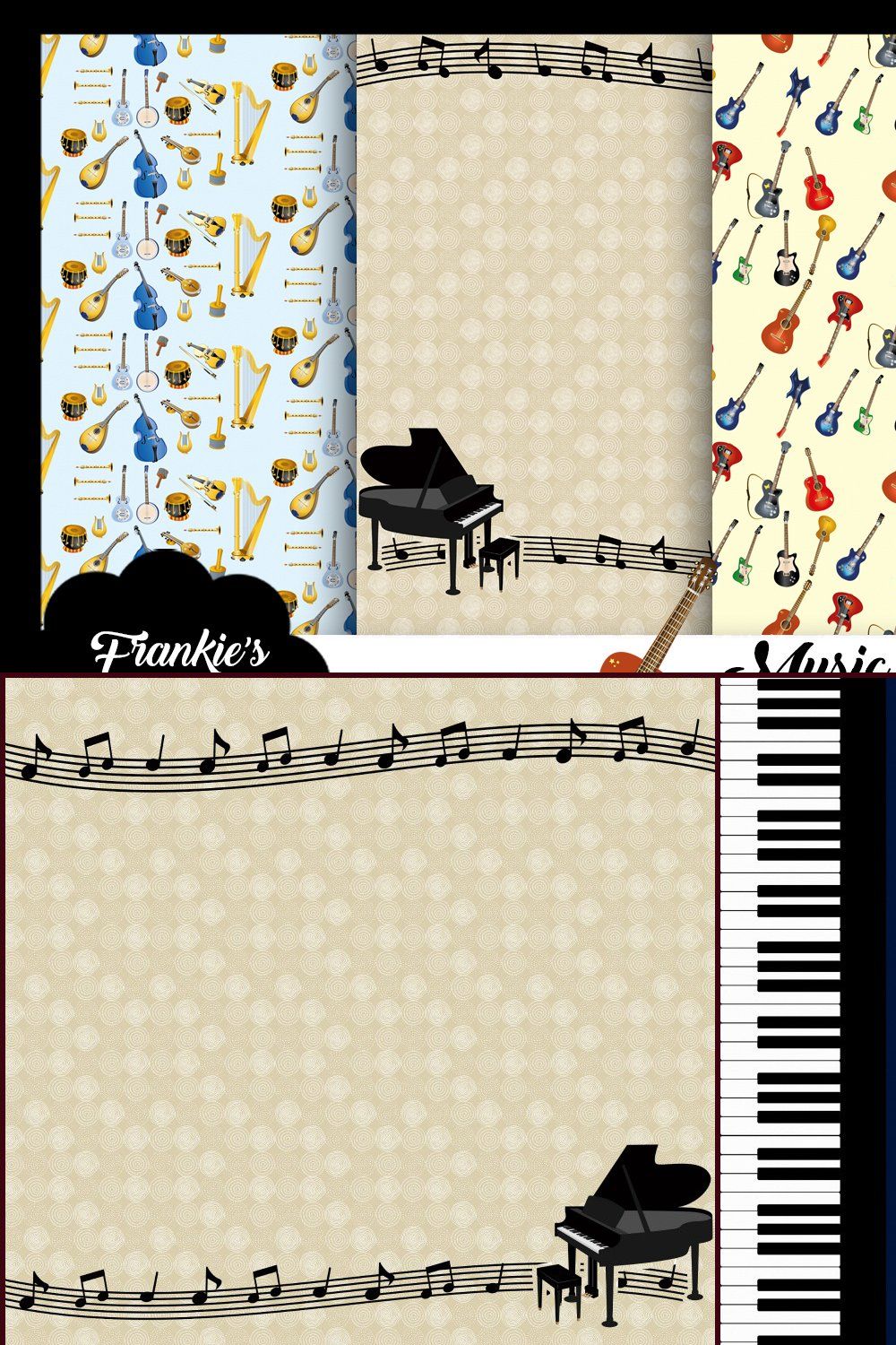 Music Variety Digital Papers pinterest preview image.