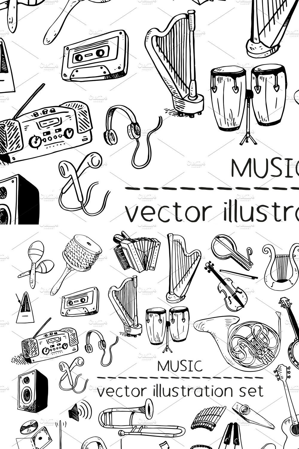 Music - vector illustrations pinterest preview image.