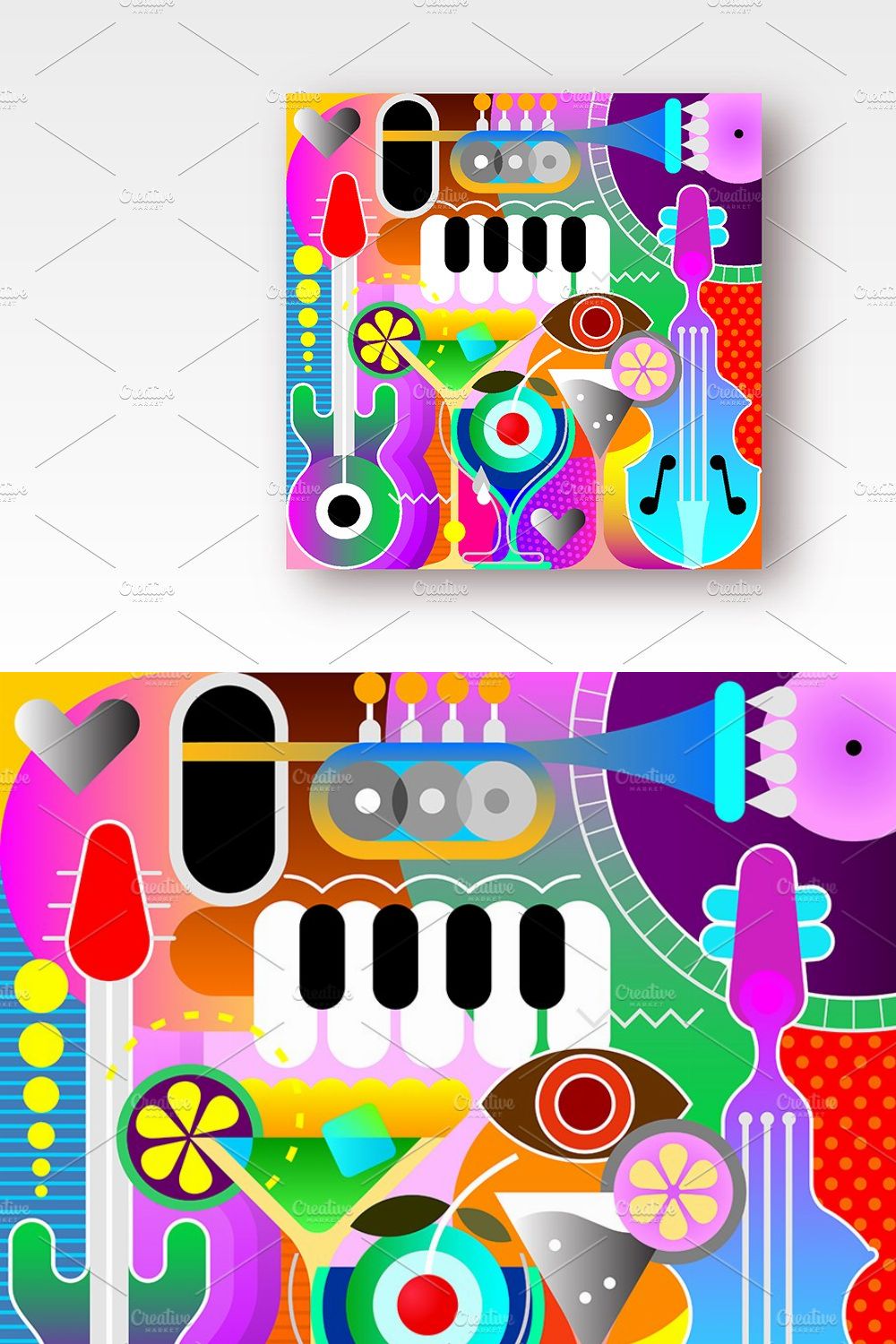 Musical Design vector illustration pinterest preview image.