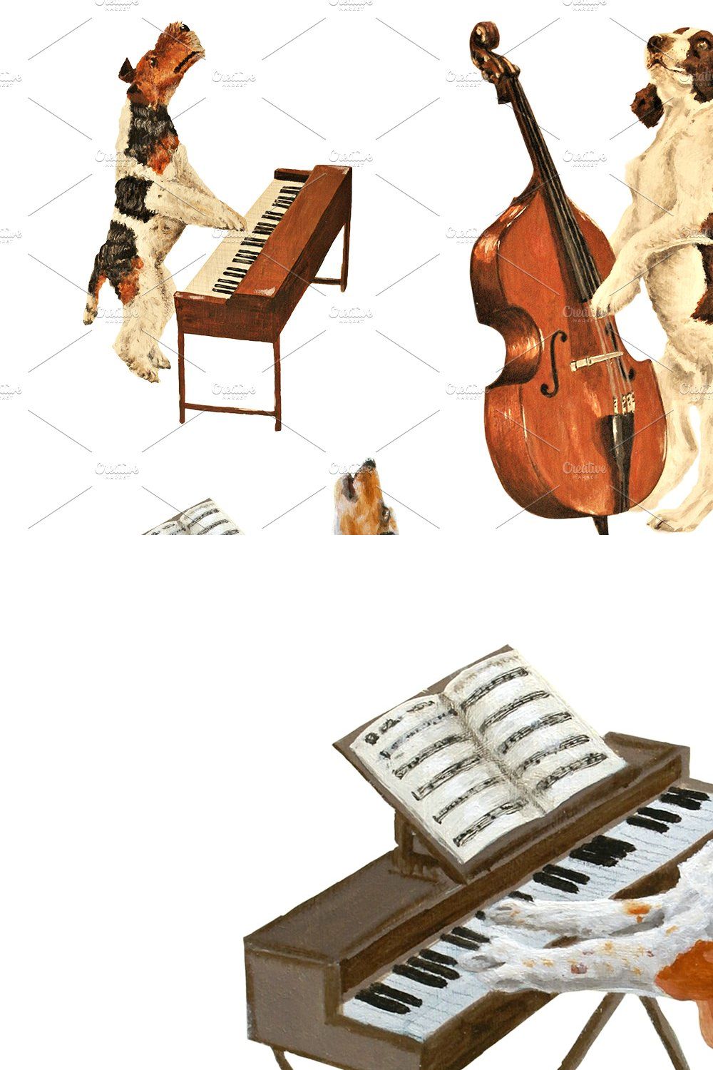 Musical Dog Paintings Bundle pinterest preview image.
