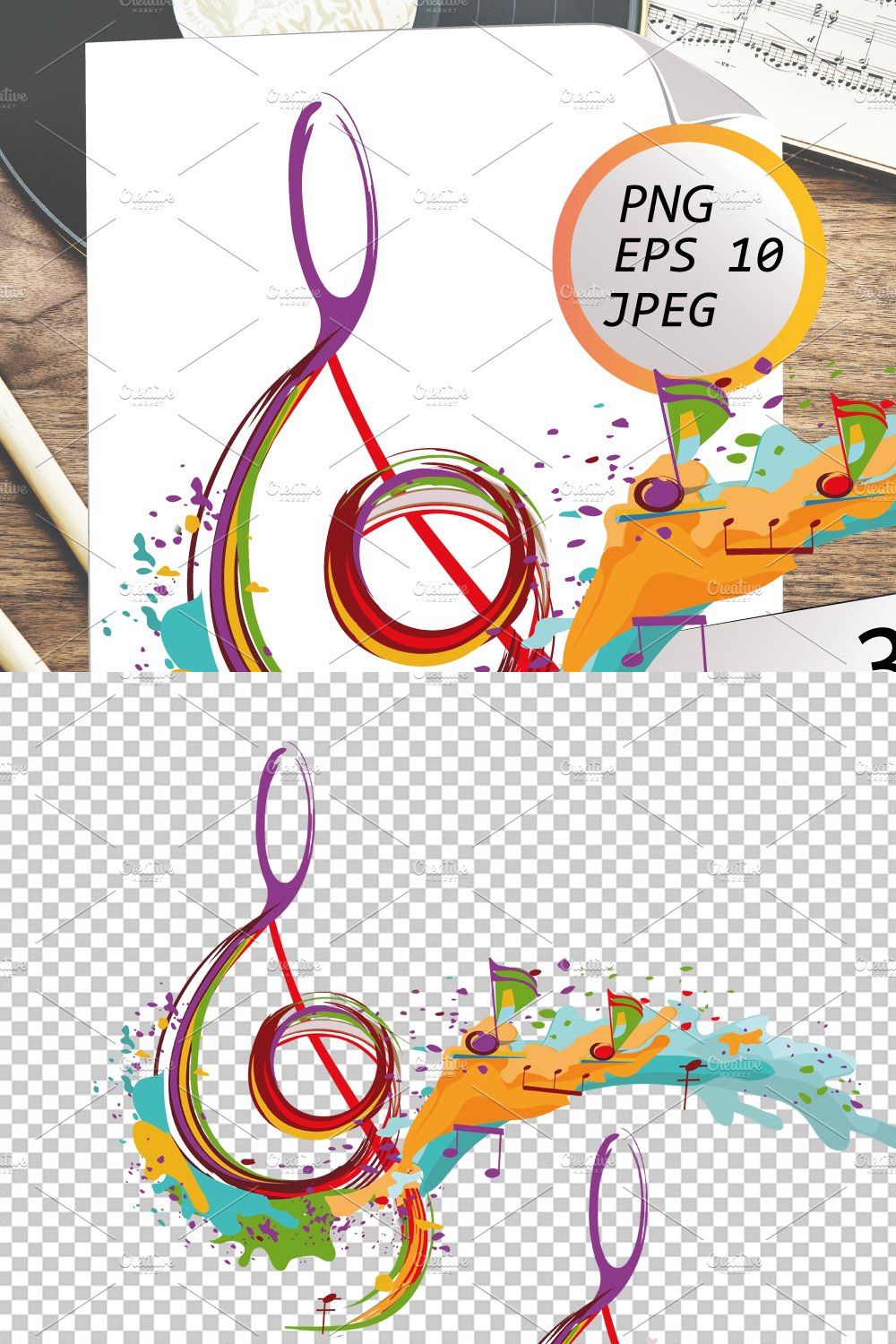 Musical illustrations pinterest preview image.