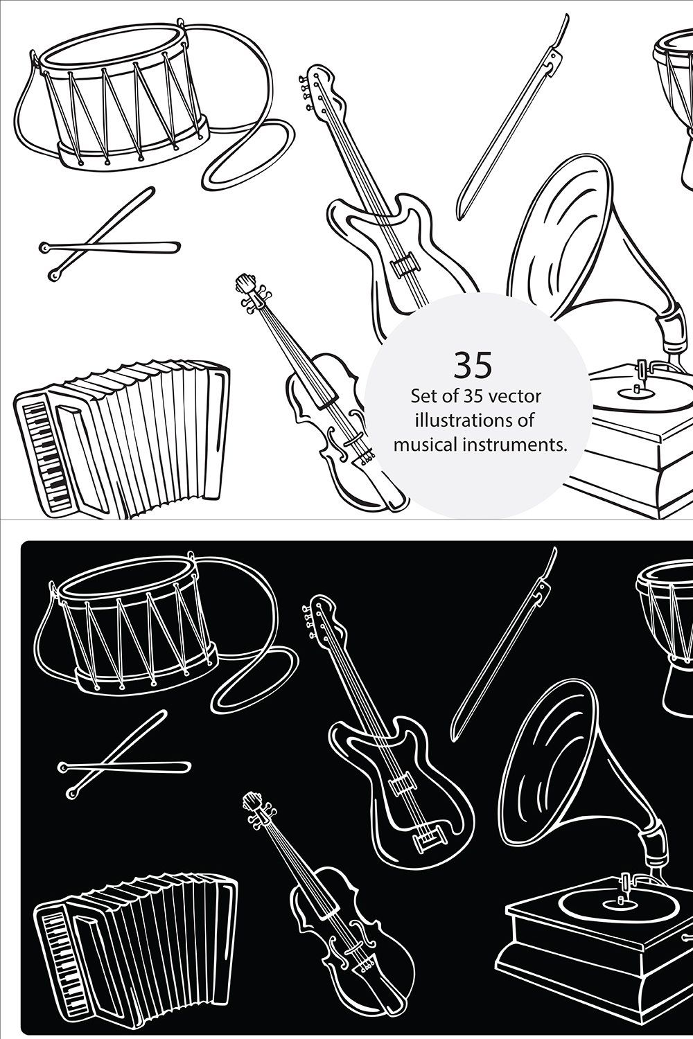 Musical instruments pinterest preview image.