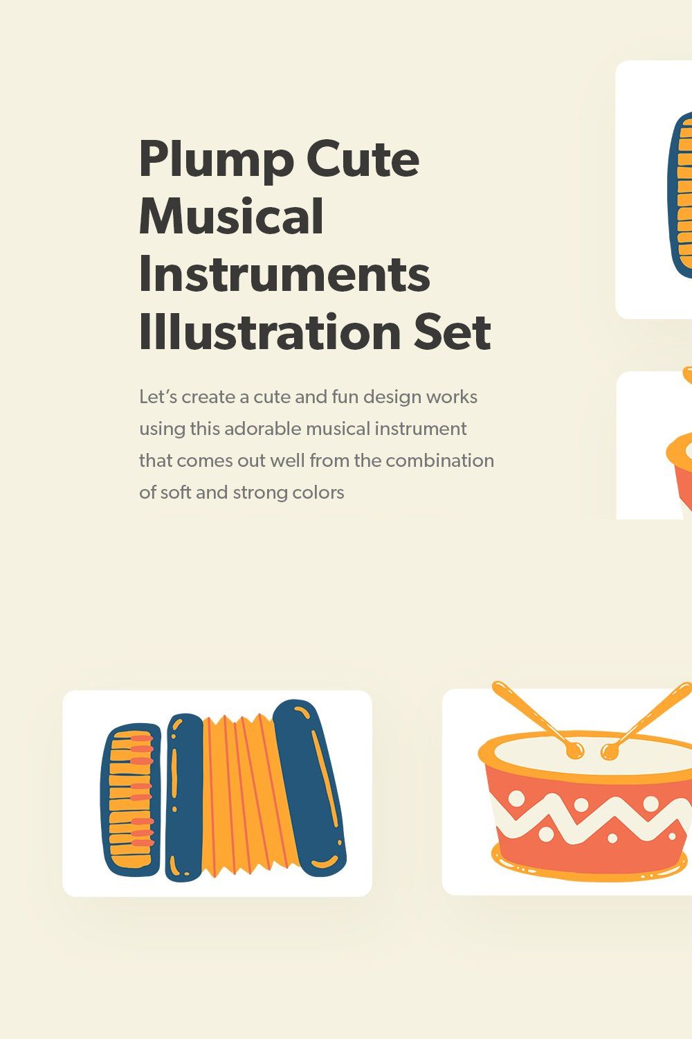 Musical Instruments Illustration Set pinterest preview image.