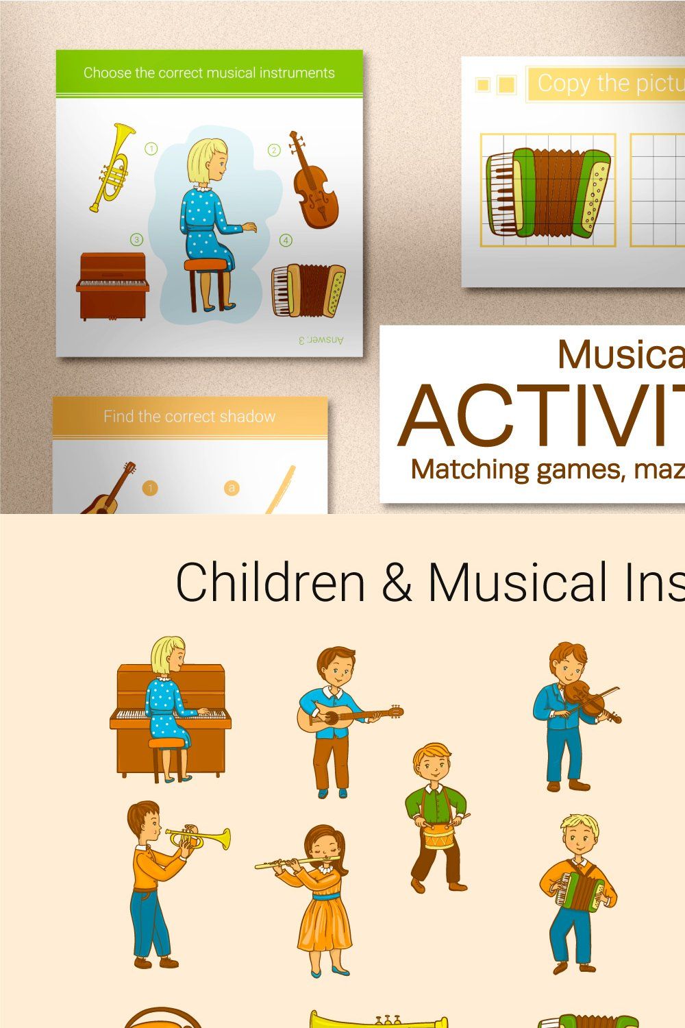 Musical Instruments Kids Activities pinterest preview image.