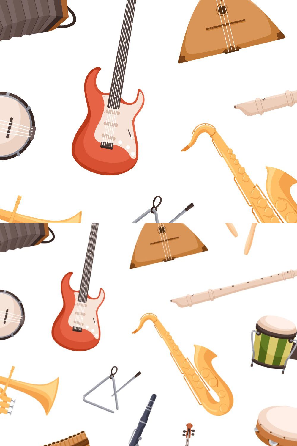 Musical instruments seamless pattern pinterest preview image.