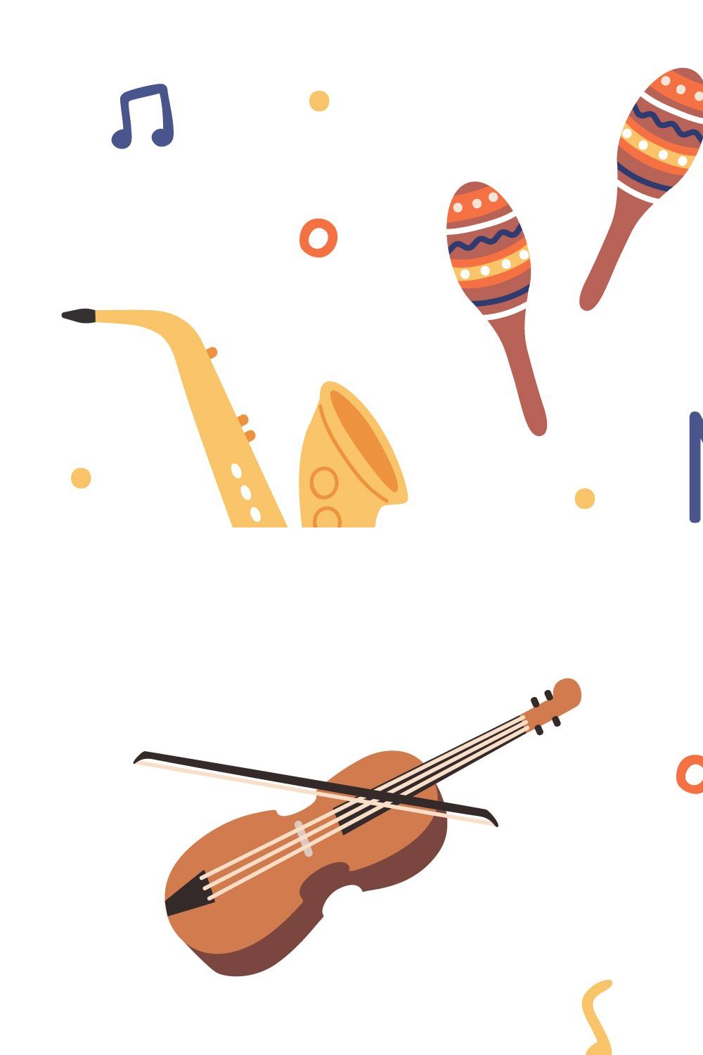 Musical instruments set pinterest preview image.