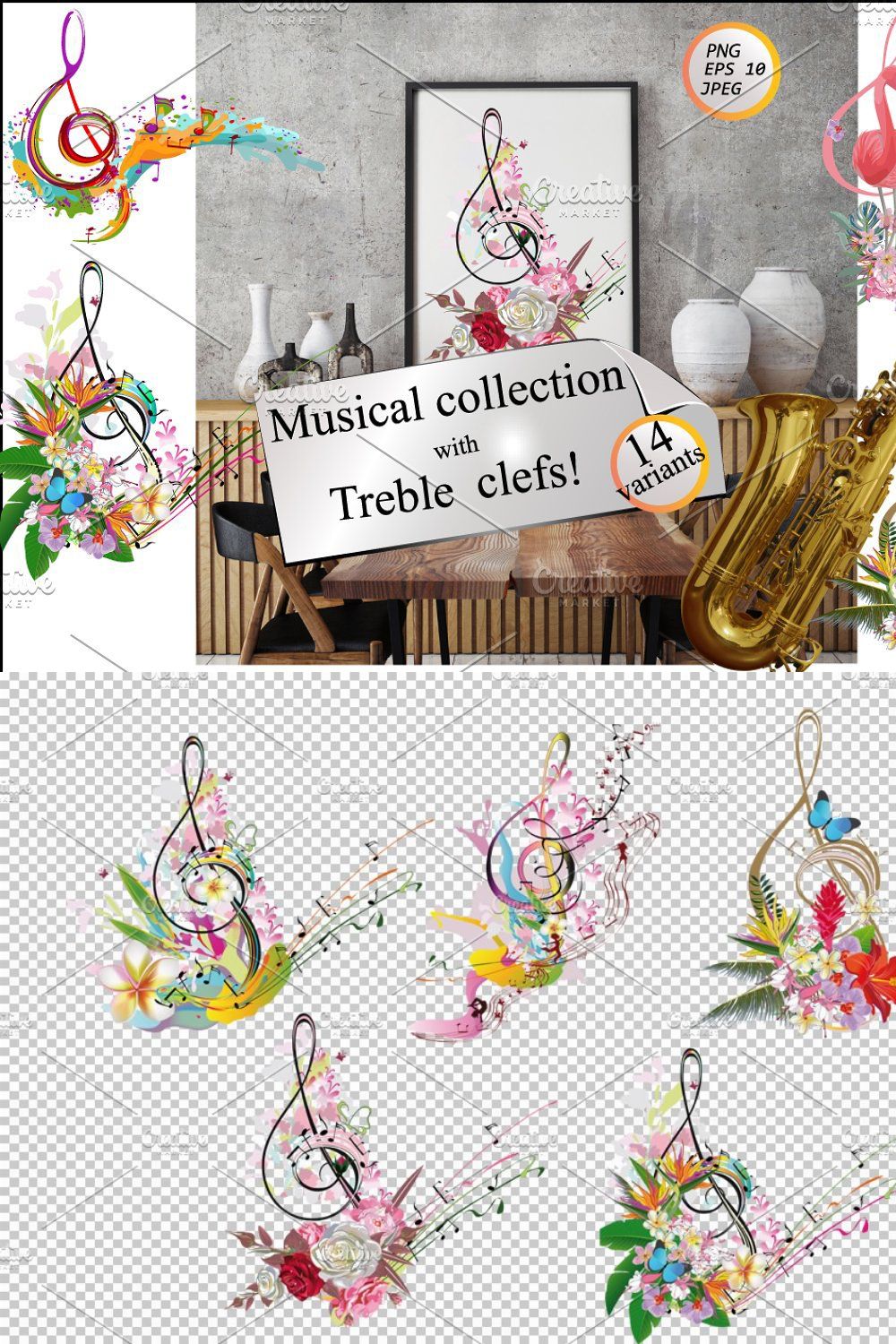 Musical Treble clefs! pinterest preview image.